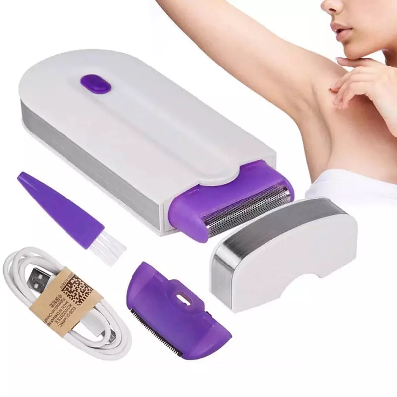 2-in-1 Women Hair Remover Painless USB Rechargeable Trimmer&Mini Shaver for Face Body & Bikini