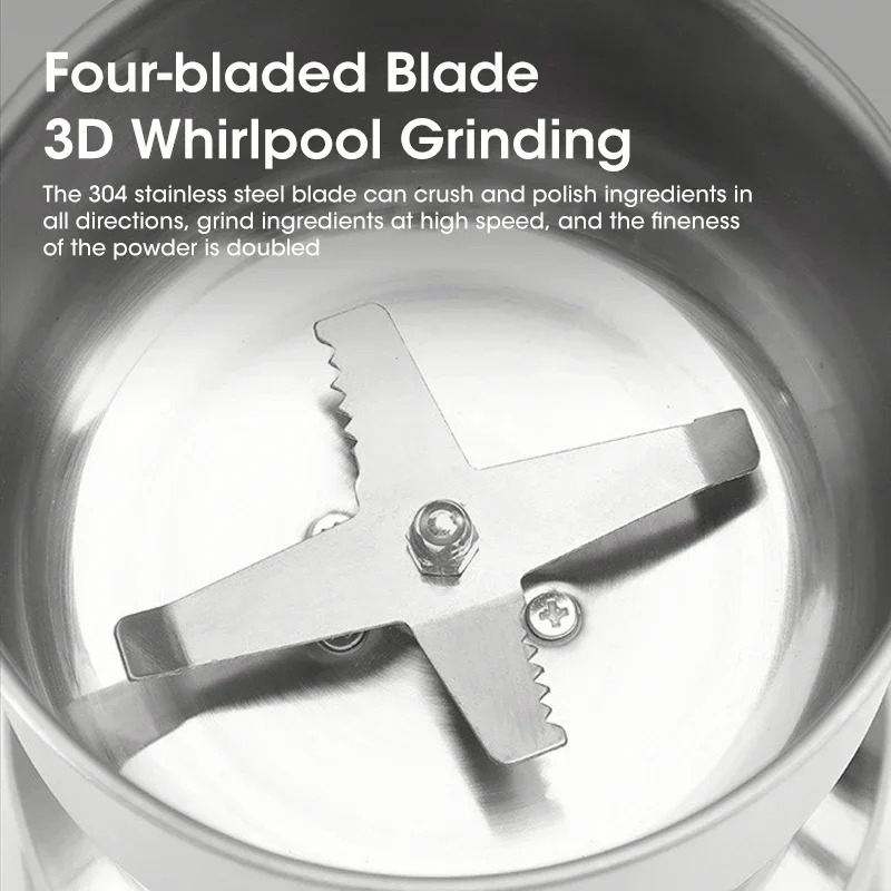 “RAF Mini Electric Grinder – 4-Blade Coffee, Spices & Nuts, 300W Stainless Steel”