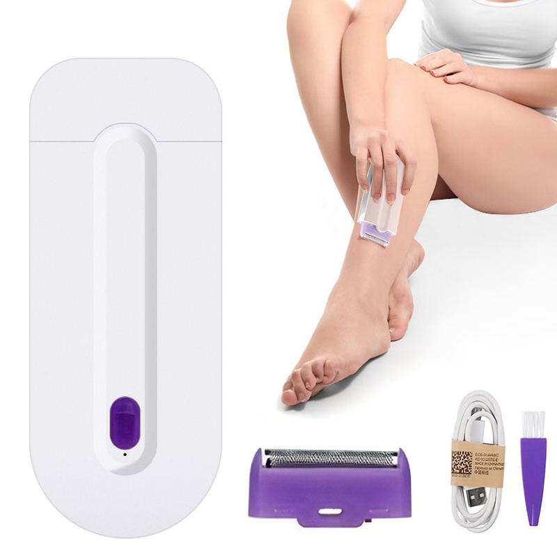 2-in-1 Women Hair Remover Painless USB Rechargeable Trimmer&Mini Shaver for Face Body & Bikini
