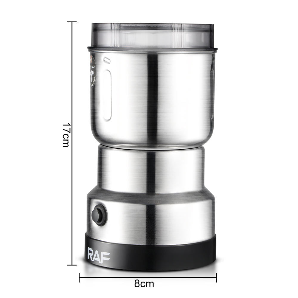 “RAF Mini Electric Grinder – 4-Blade Coffee, Spices & Nuts, 300W Stainless Steel”